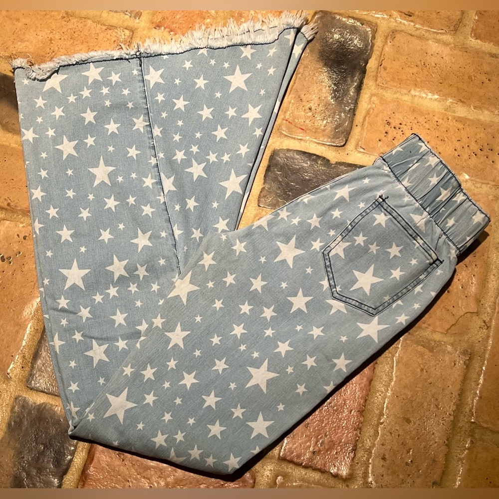 L&B Light Blue Denim with Stars Bell bottom Jeans size S - Picture 3 of 5